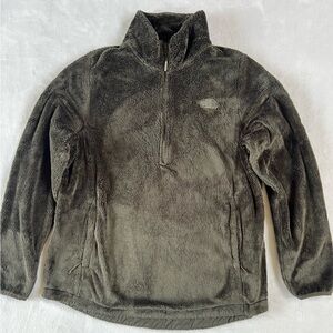 Dark Green North Face furry 1/4 zip women xl